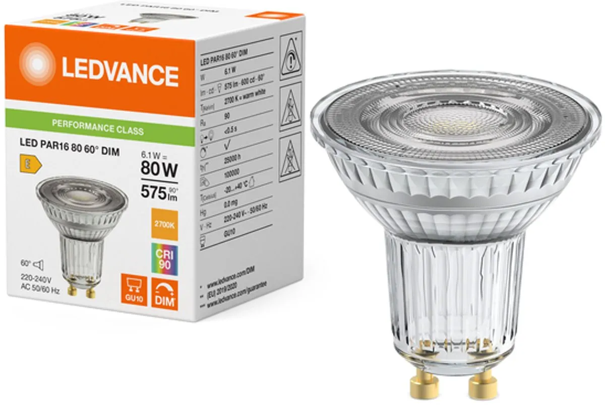 LEDVANCE GU10 PAR16 Reflector 6.1W 575lm Warm Wit - Dimbaar - afbeelding 2 van 6
