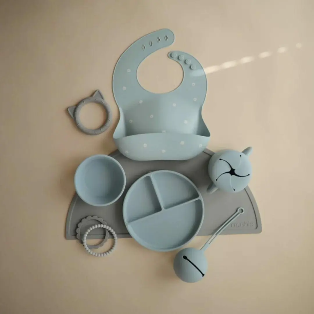 Mushie Fopspeendoosje Siliconen Powder Blue