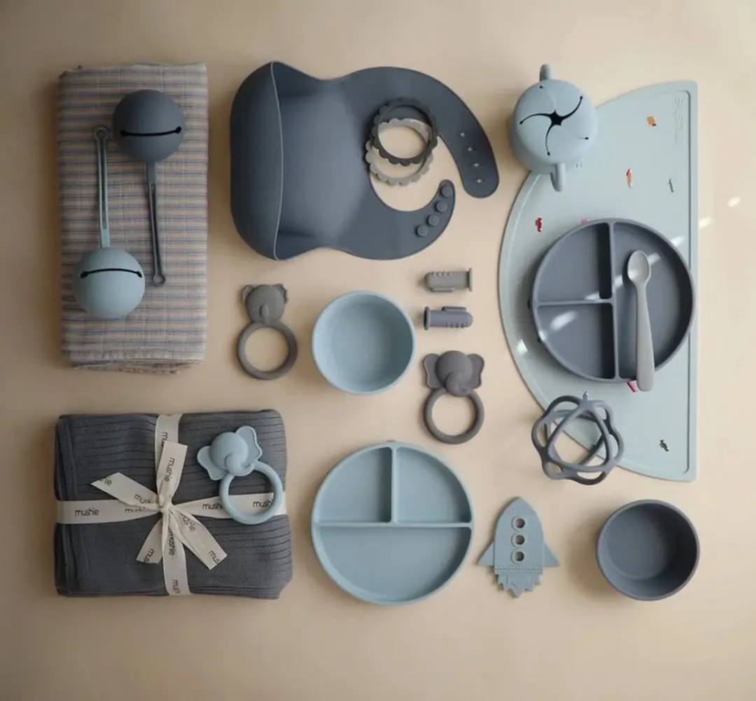 Mushie Fopspeendoosje Siliconen Powder Blue