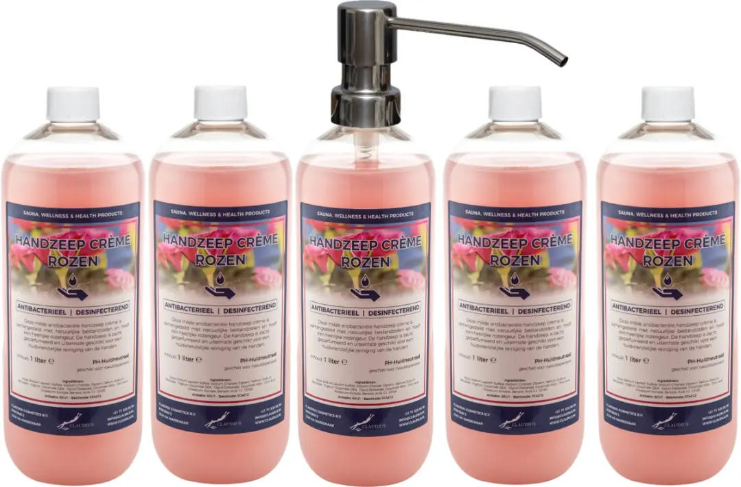 Splashbox Cosmetics Handzeep Crème Rozen 1L - 5 Stuks
