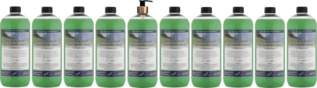 Splashbox Cosmetics Alpenkruiden Body & Hair 1L - 10 Stuks