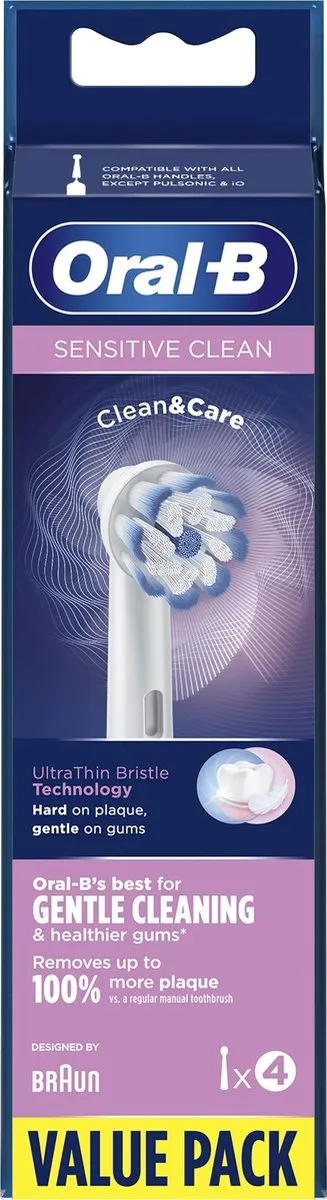 Oral-B Sensitive Clean Opzetborstels 4 Stuks - Wit - afbeelding 6 van 6