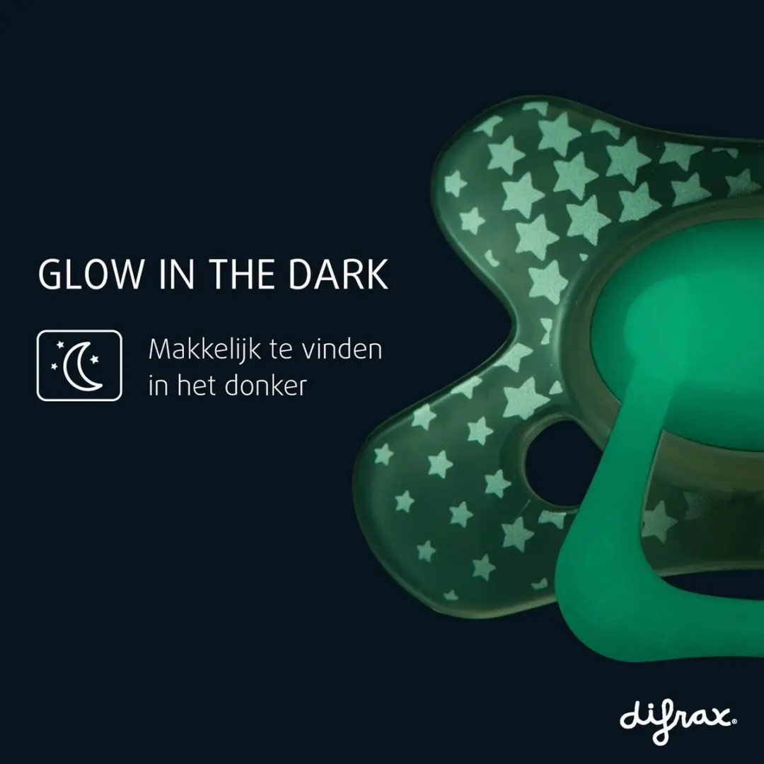 Difrax Natural Speen Glow in the Dark - 6+ Maanden - Blauw/Wit