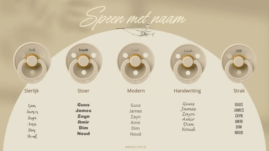 BIBS T3 Fopspenen met naam - 3 Stuks - Blush/Cloud/Vanilla