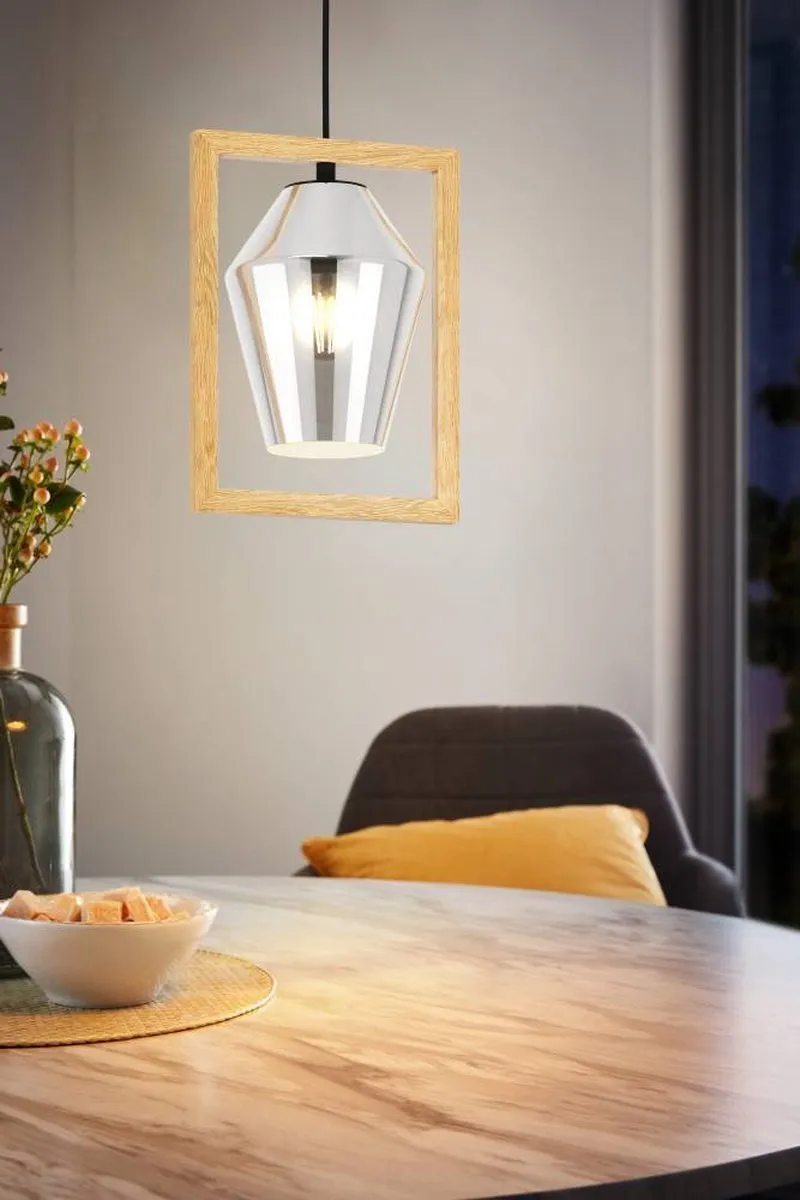 Eglo Viglioni Hanglamp E27 - 3 Lichtpunten - Zwart/Bruin - afbeelding 6 van 6