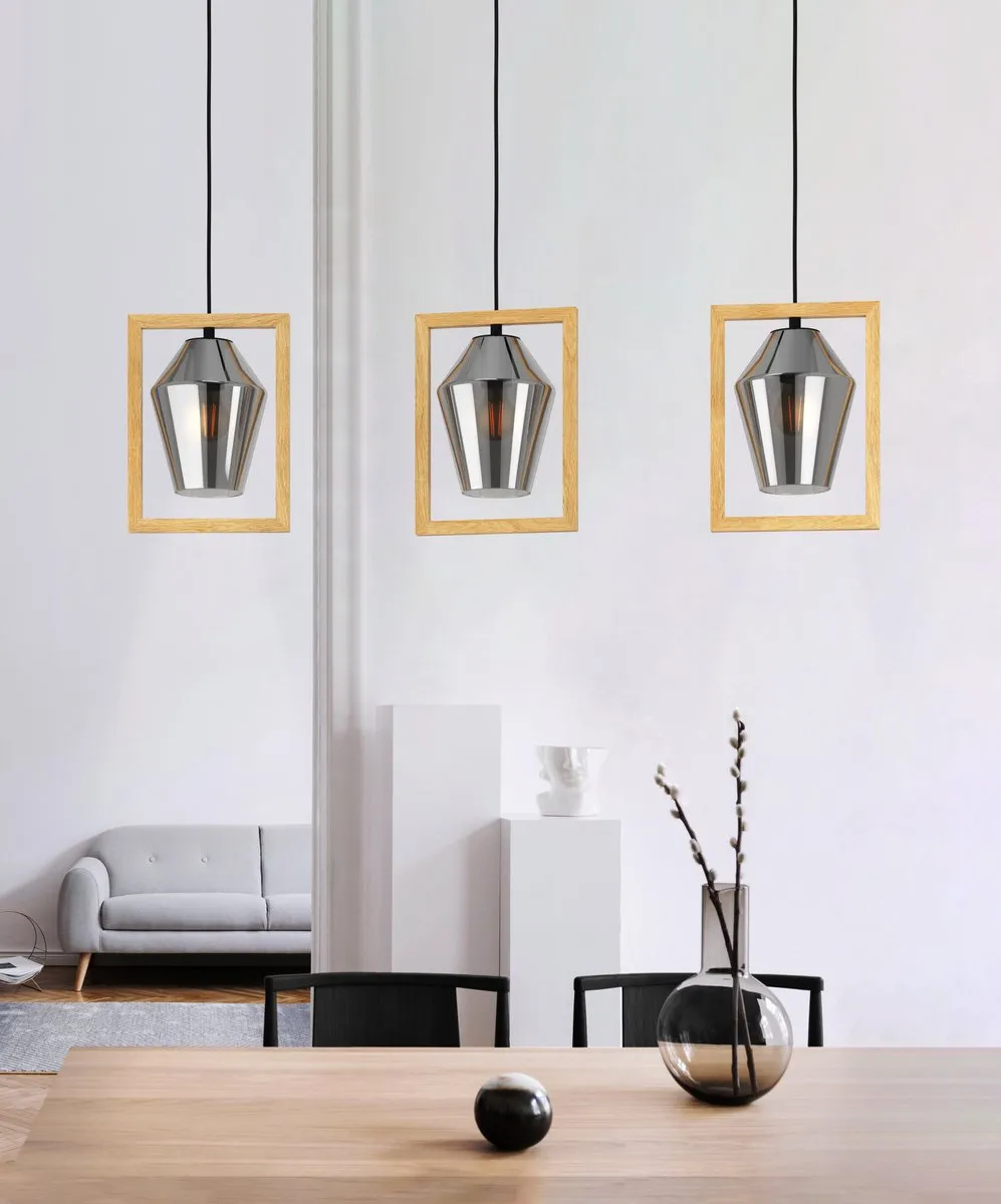 Eglo Viglioni Hanglamp E27 - 3 Lichtpunten - Zwart/Bruin