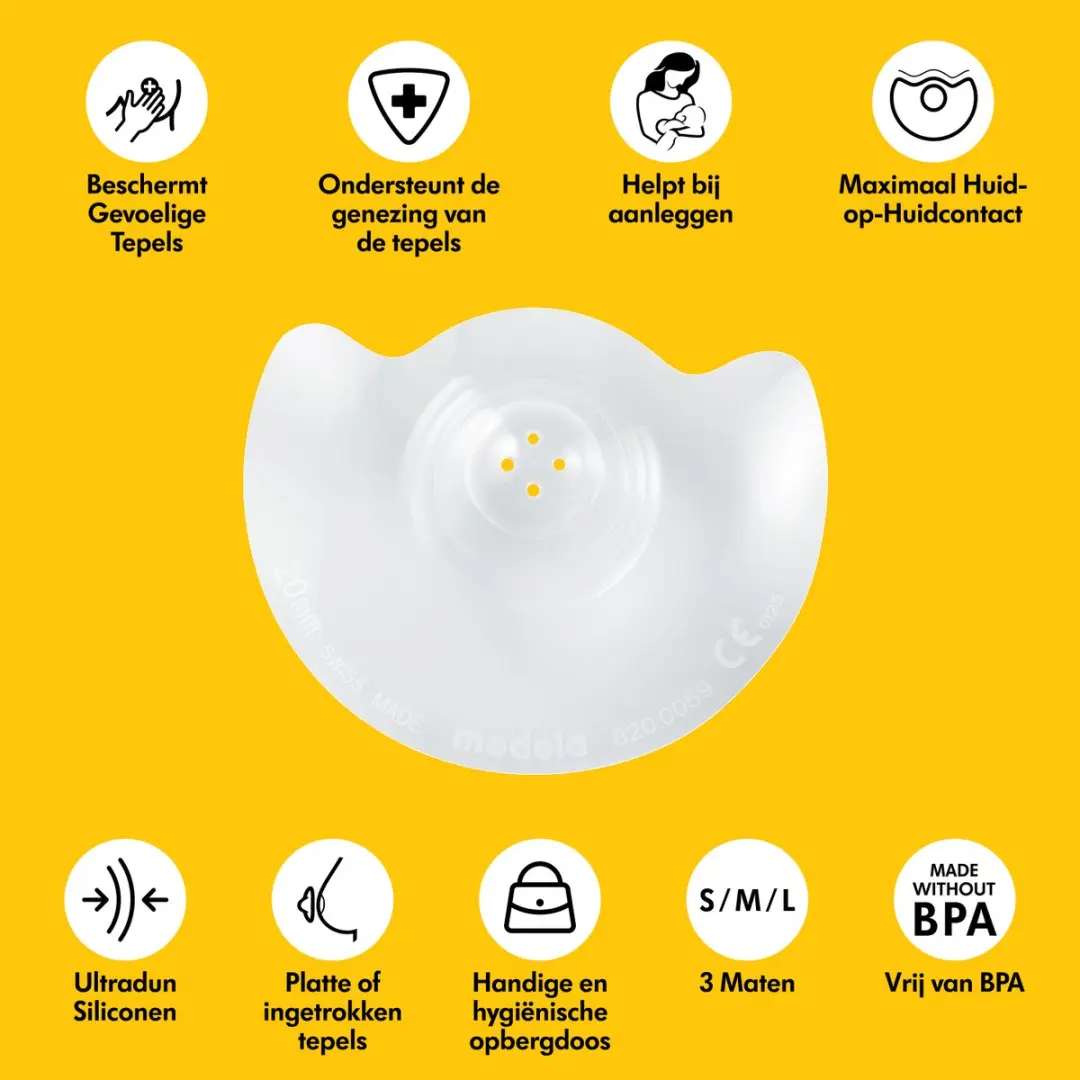 Medela Contact Tepelhoedjes M - 20mm - 2 Stuks - Geel