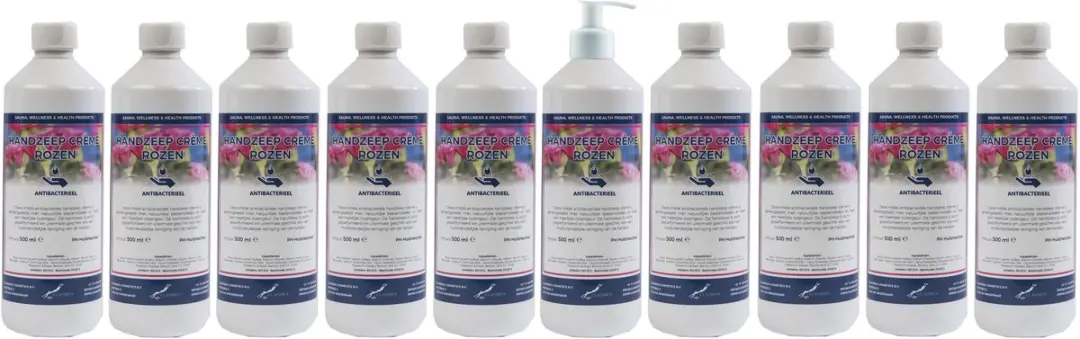 Splashbox Cosmetics Handzeep Crème Rozen 500ml - 10 Stuks