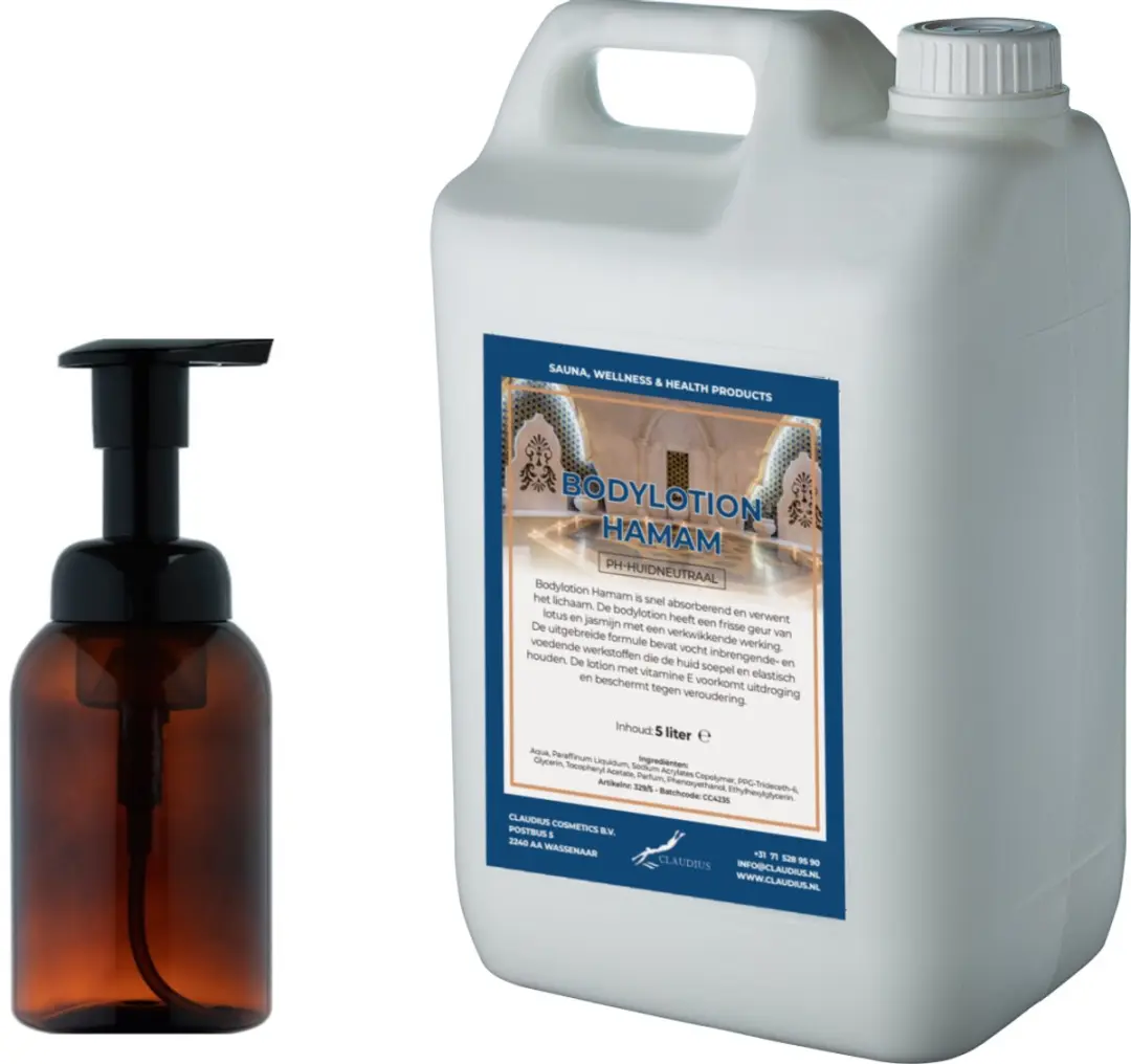 Splashbox Cosmetics Zeepdispenser 300ml + 5L Hamam Bodylotion Navulling