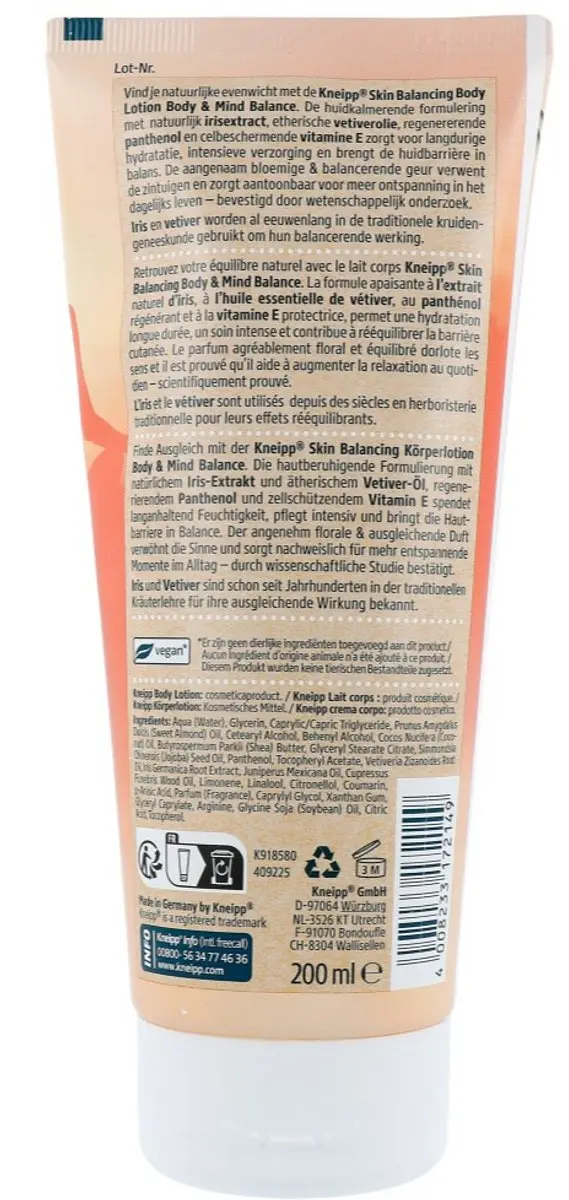 Kneipp Body & Mind Balance Bodylotion Iris & Vetiver 200ml