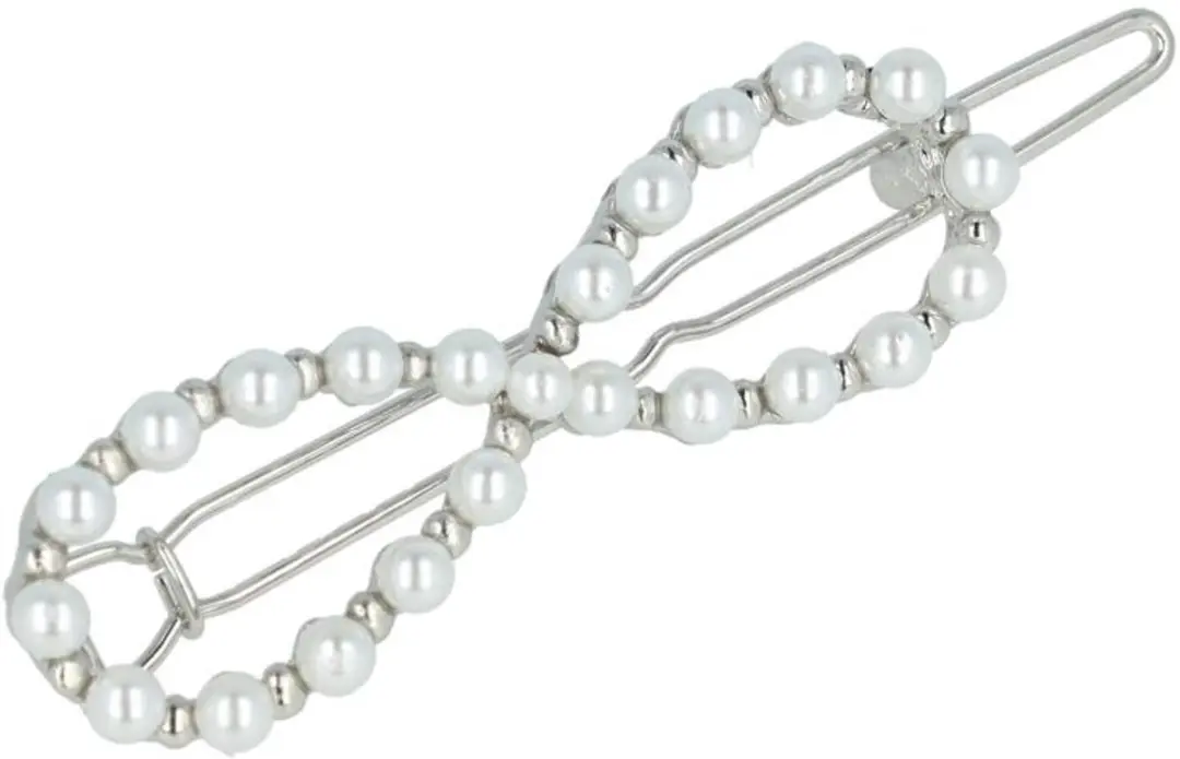 Haarsoires Infinity Haarspeld 5cm - Parelwit - Zilver