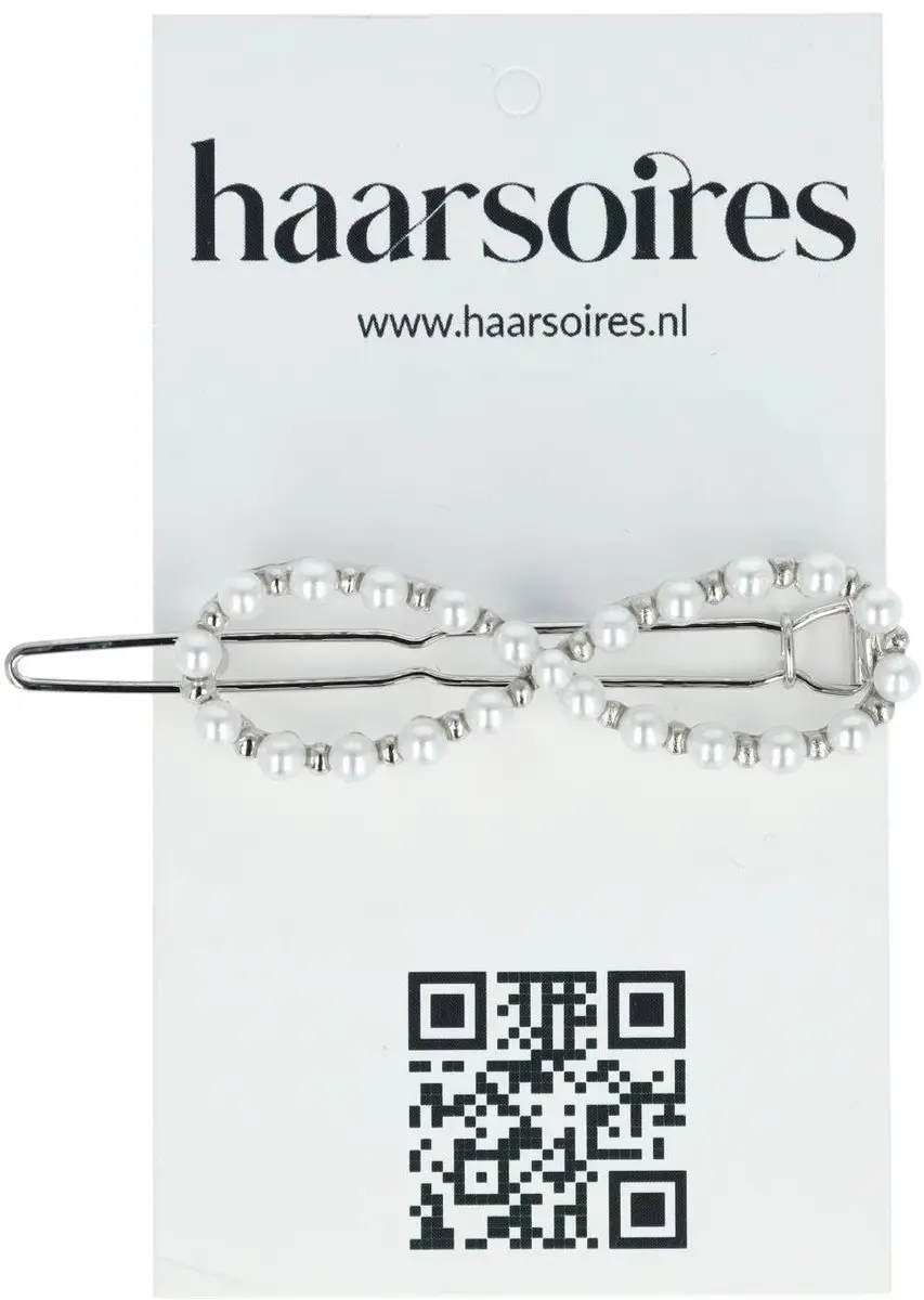 Haarsoires Infinity Haarspeld 5cm - Parelwit - Zilver