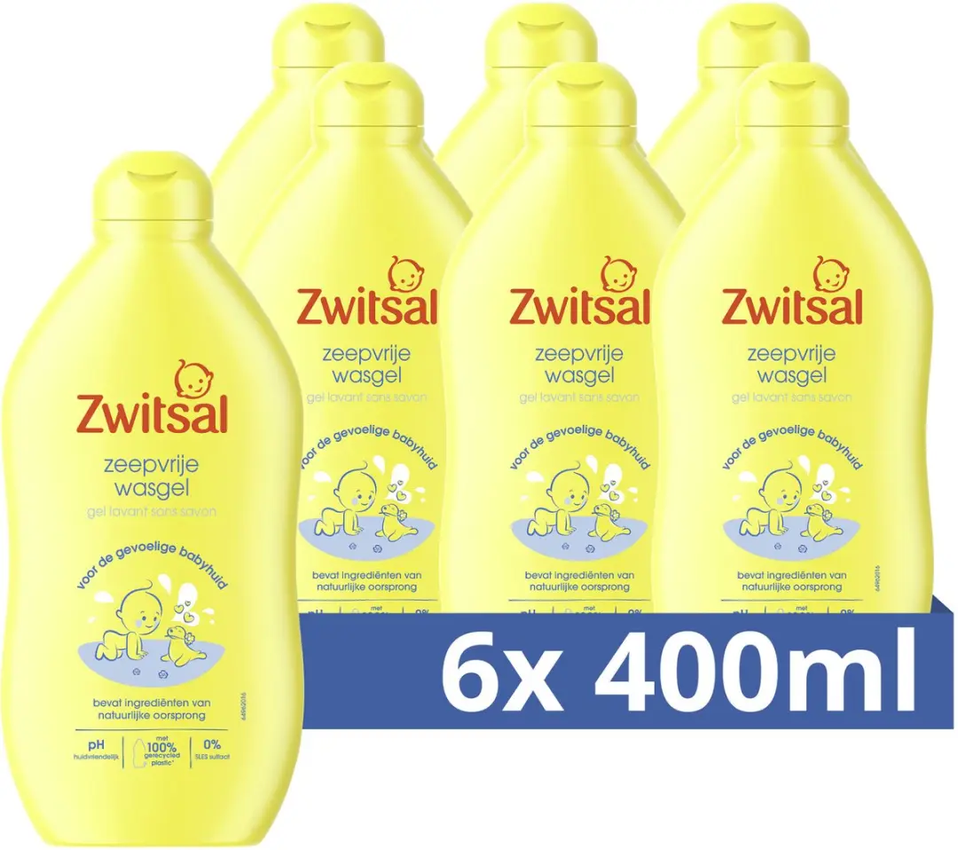 Zwitsal Zeepvrije Wasgel Baby 400ml - 6 Stuks