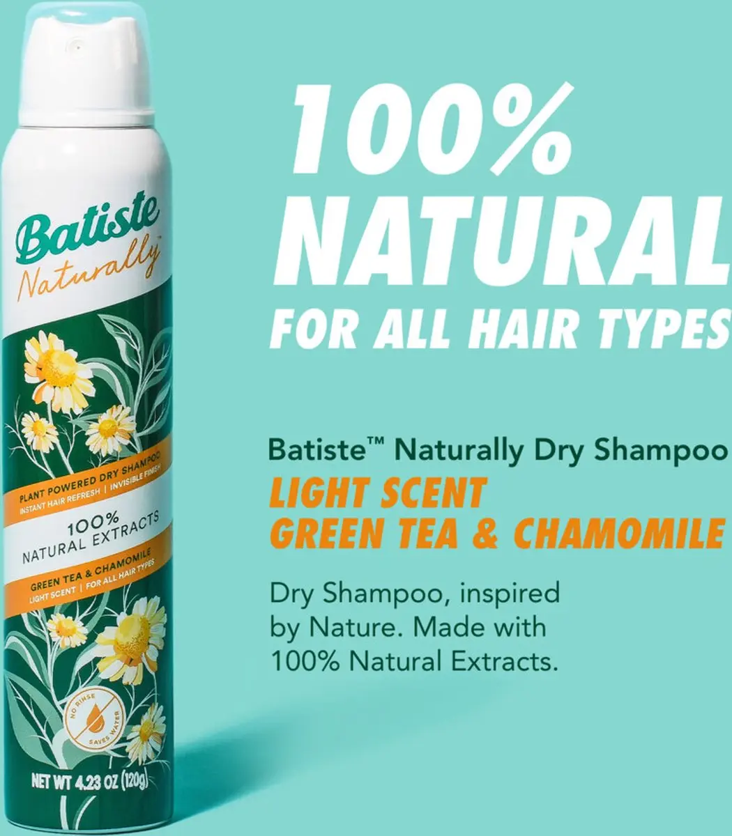 Batiste Naturally Droogshampoo Green Tea & Chamomile 200ml