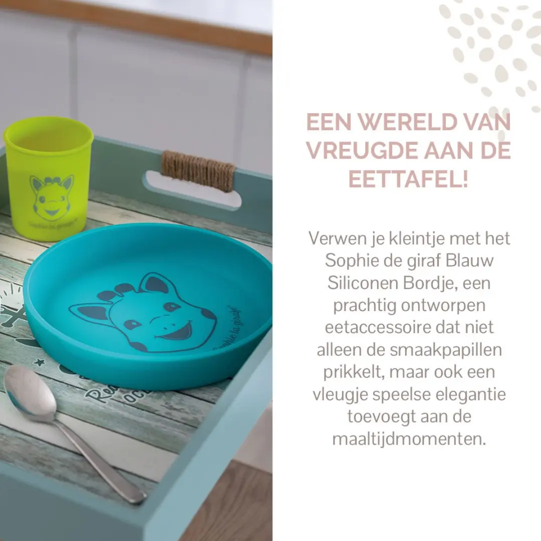 Sophie de Giraf Kinderbord Blauw - Siliconen - In geschenkdoos
