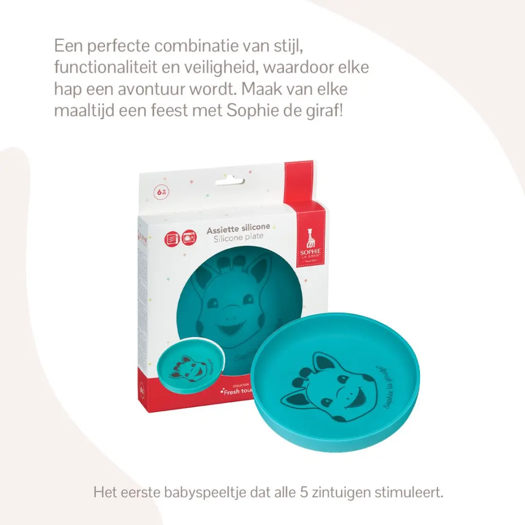 Sophie de Giraf Kinderbord Blauw - Siliconen - In geschenkdoos