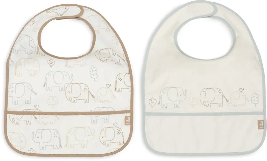Jollein Slabbetjes Waterproof 30cm - 2 Stuks - Elephant Tales