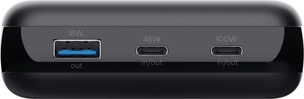 Trust Laro 100W Powerbank 20000mAh - USB-A & 2x USB-C - PD 3.0 - Zwart