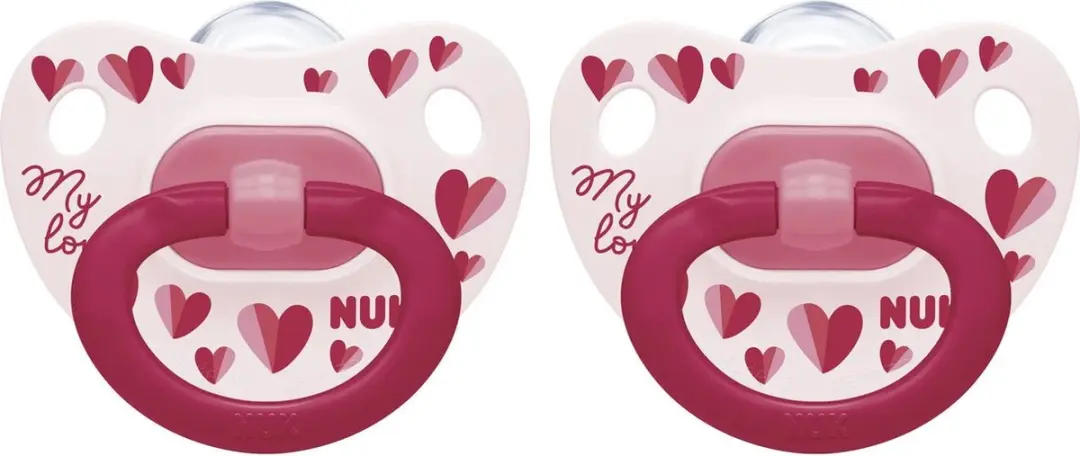 NUK Classic My Love Siliconen Fopspenen 2 Stuks - 6-18 Maanden - Roze/Rood