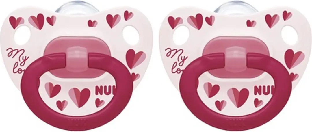 NUK Classic My Love Siliconen Fopspenen 2 Stuks - 6-18 Maanden - Roze/Rood