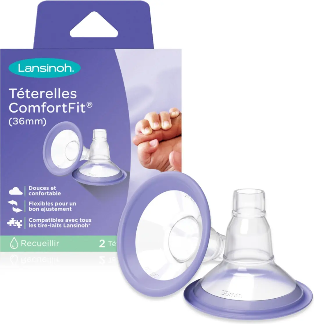 Lansinoh Borstschilden Comfort Fit 36mm - 2 Stuks - Paars/Transparant