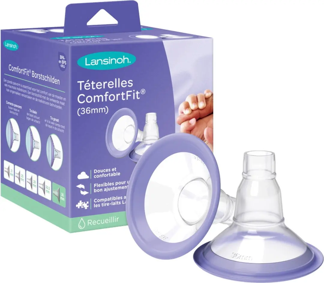 Lansinoh Borstschilden Comfort Fit 36mm - 2 Stuks - Paars/Transparant
