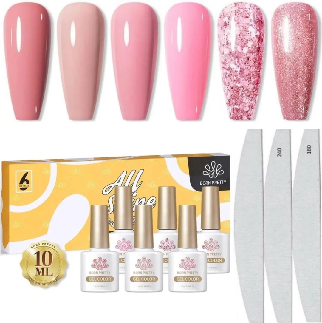 Born Pretty Gellak Set 6x10ml - Jelly Nude & Roze