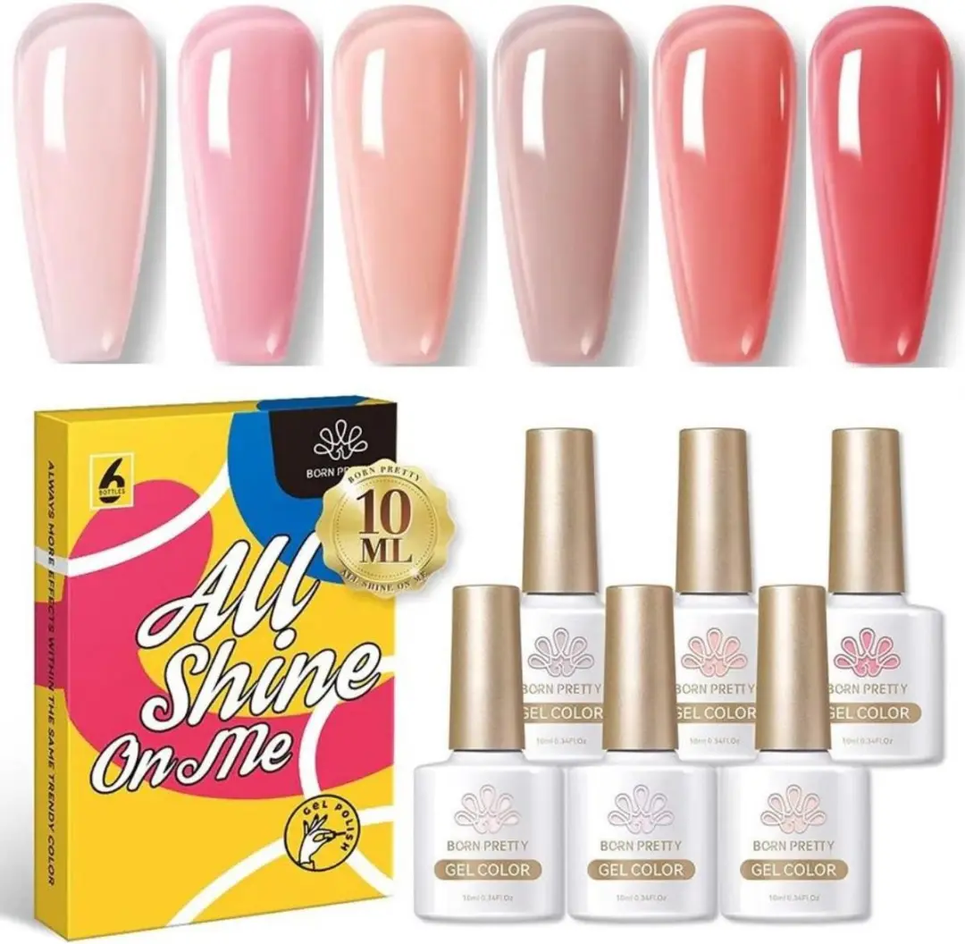 Born Pretty Gellak Set 6x10ml - Jelly Nude & Roze