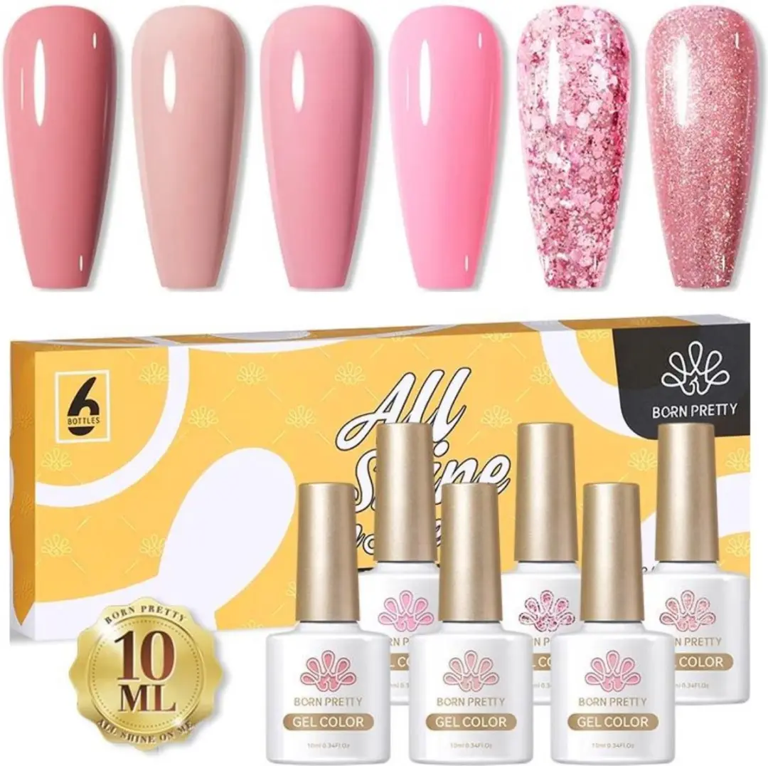Born Pretty Gellak Set 6x10ml - Jelly Nude & Roze
