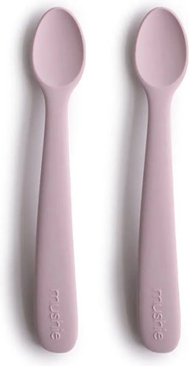 Mushie Siliconen Babylepels - 2 Stuks - Stone/Cloudy Mauve