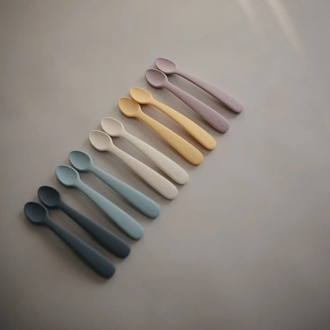 Mushie Siliconen Babylepels - 2 Stuks - Stone/Cloudy Mauve