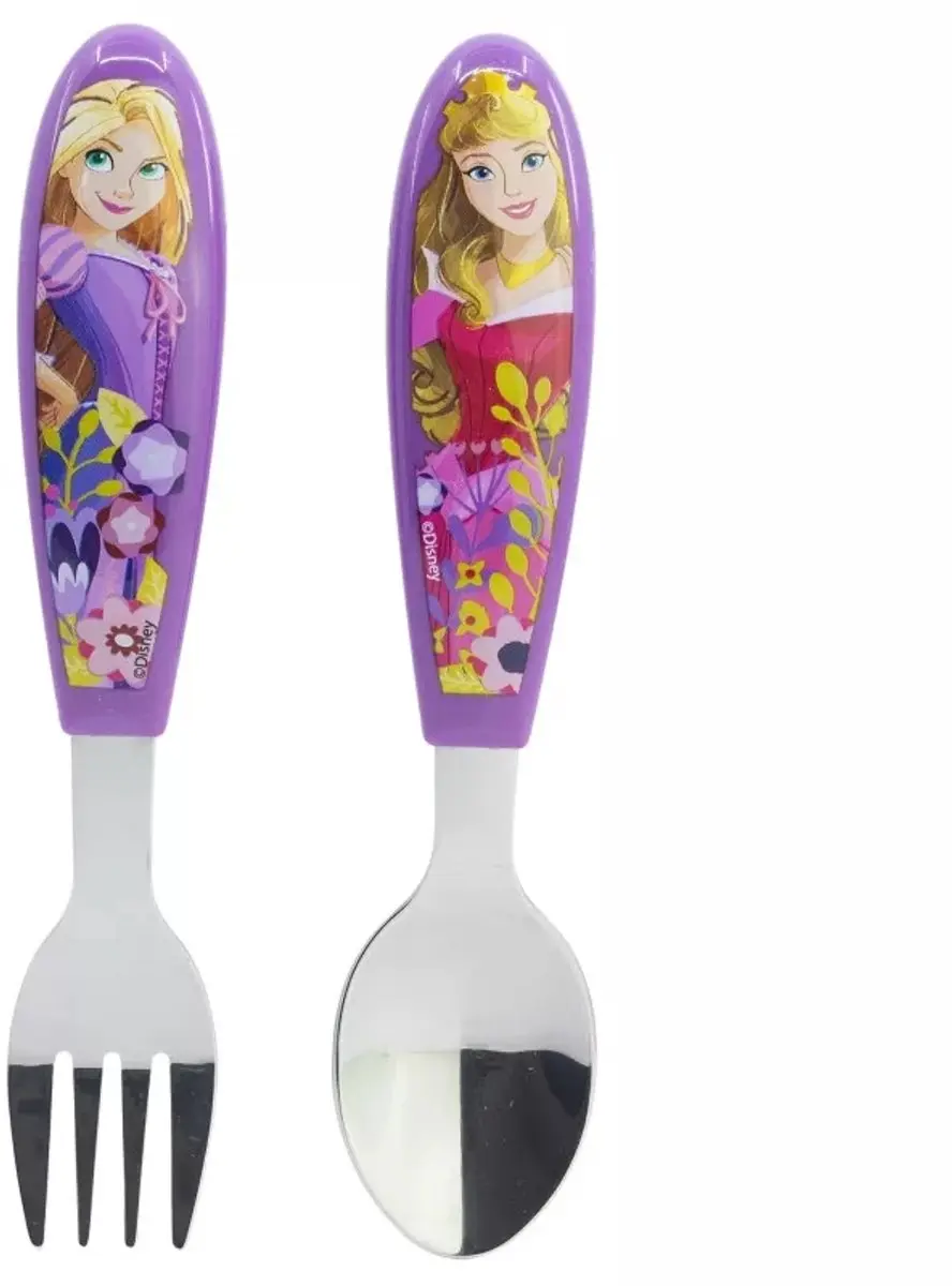 Disney Princess Bestekset Kind - Lepel & Vork - Roestvrijstaal - Lila