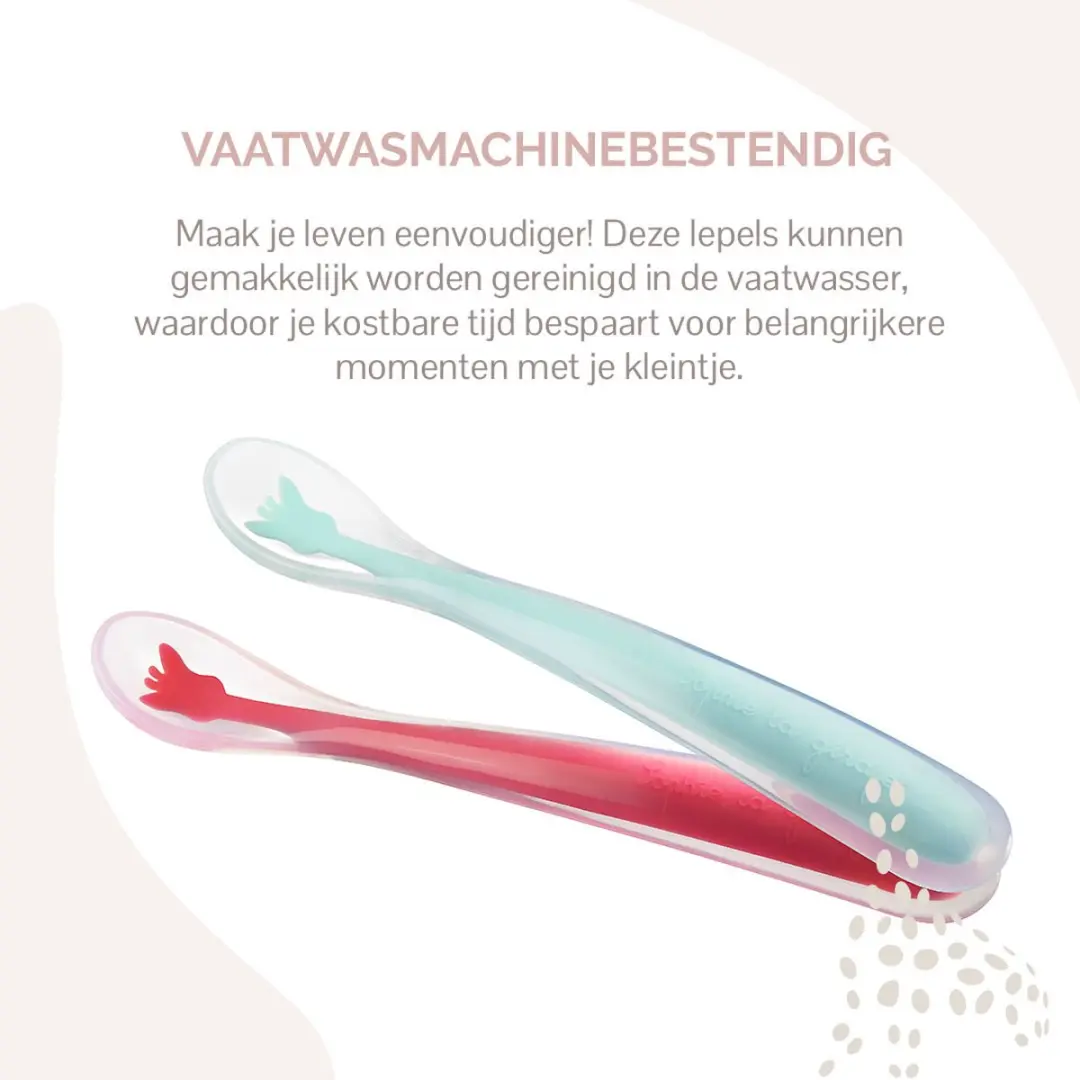 Sophie de Giraf Siliconen Lepels - Rood/Blauw - 2 Stuks