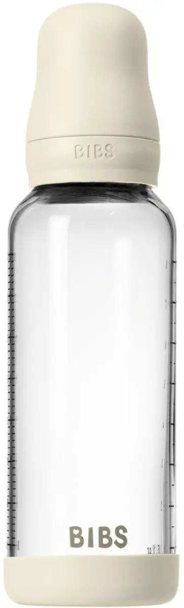 BIBS Fles Medium Flow 240ml - Silicone/Glas - Ivory