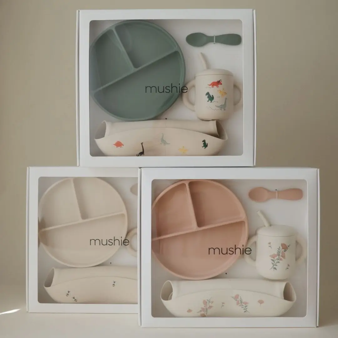 Mushie Giftbox Silicone Servies Bees - 4 Stuks