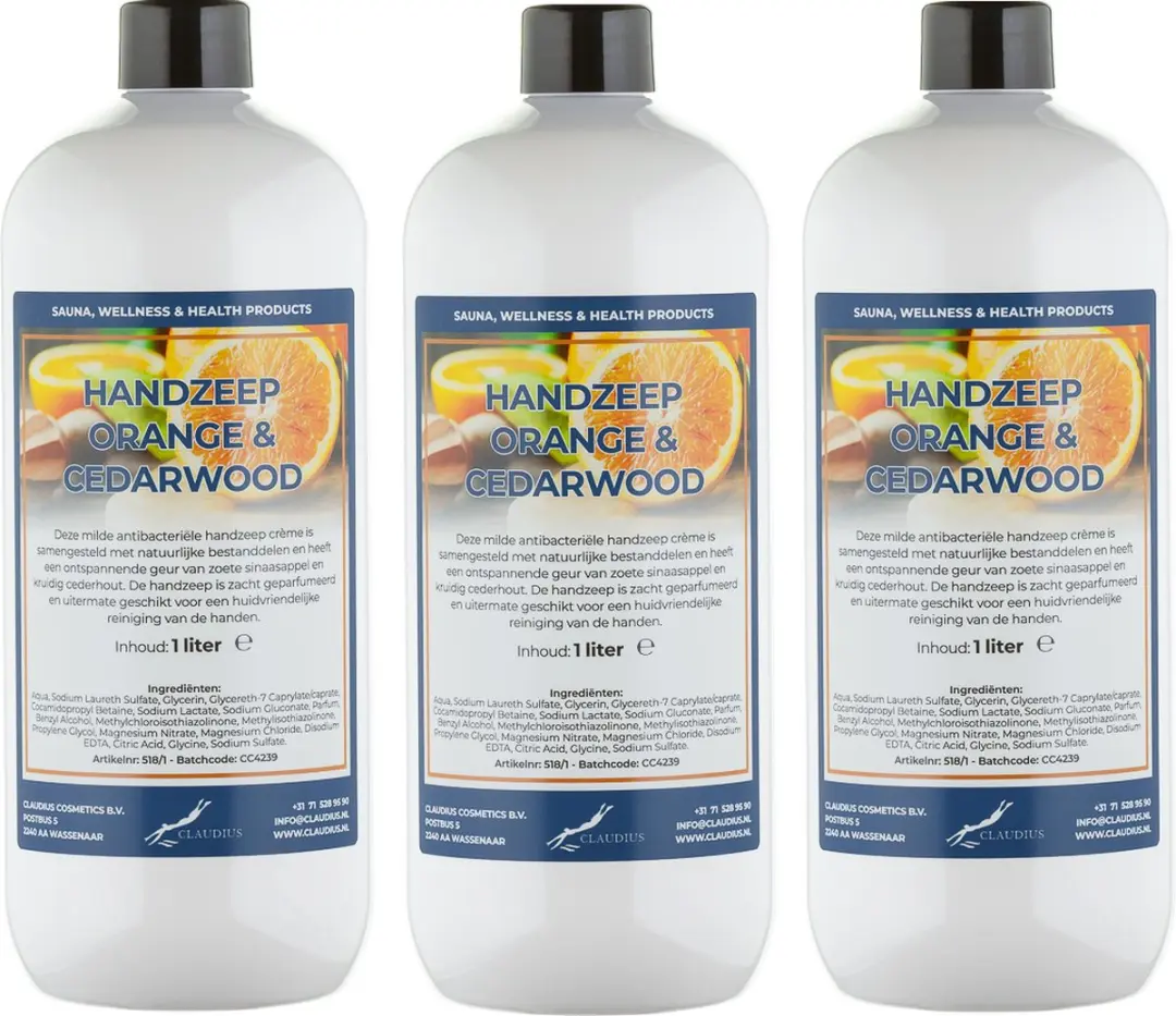 Splashbox Cosmetics Handzeep Sweet Orange & Cedarwood 3x1L