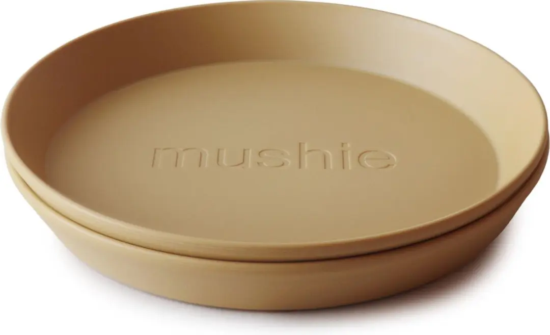 Mushie Kinderservies Set 2 Borden Rond - Mosterd