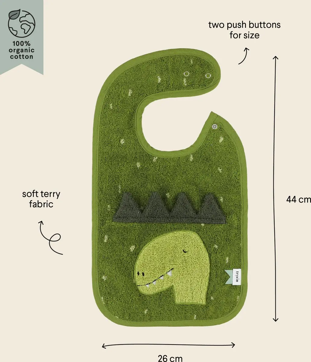 Trixie Slabbetje Mr. Dino - Groen - 100% Biologisch Katoen