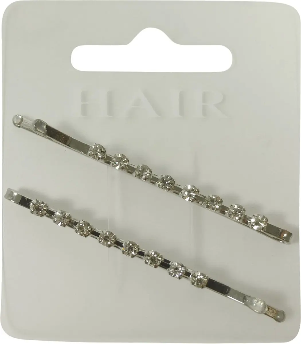 Haarsoires Schuifspeldjes 5cm - 8 Strass Zilver - Set van 2