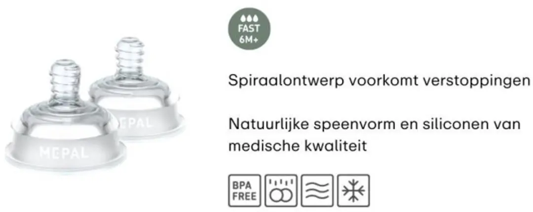 Mepal Mio Flesspeen Set 2-delig - Siliconen - Anti-koliek