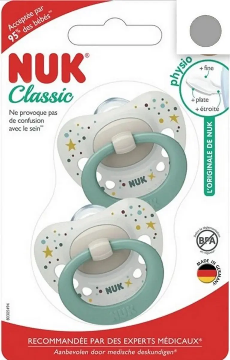 NUK Classic Siliconen Fopspenen 0-6 Maanden - 2 Stuks