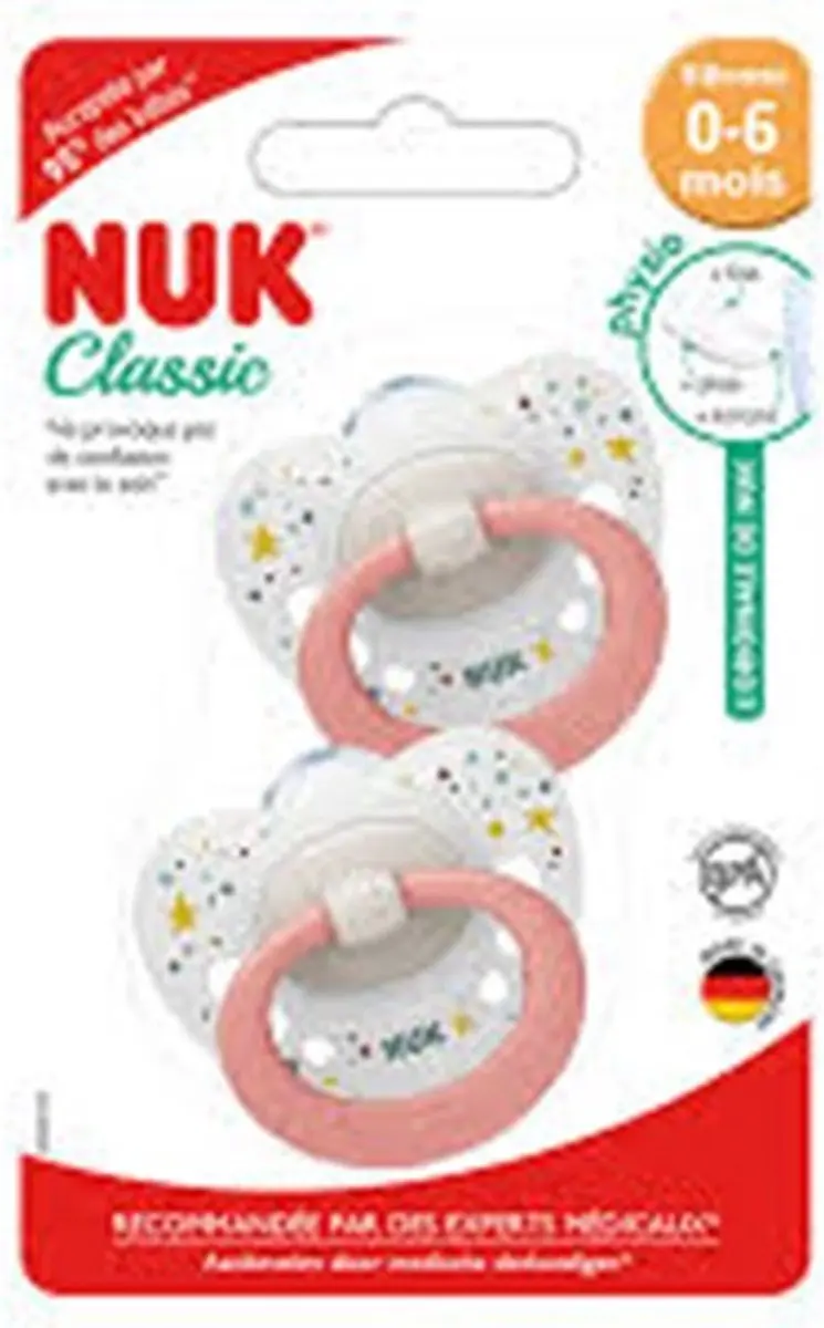 NUK Classic Siliconen Fopspenen 0-6 Maanden - 2 Stuks