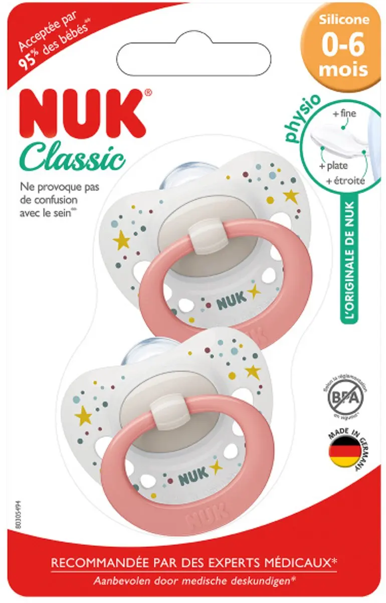 NUK Classic Siliconen Fopspenen 0-6 Maanden - 2 Stuks - afbeelding 6 van 6