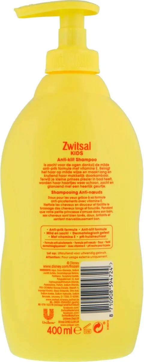 Zwitsal Frozen Anti-Klit Babyshampoo 2400ml - 6x400ml