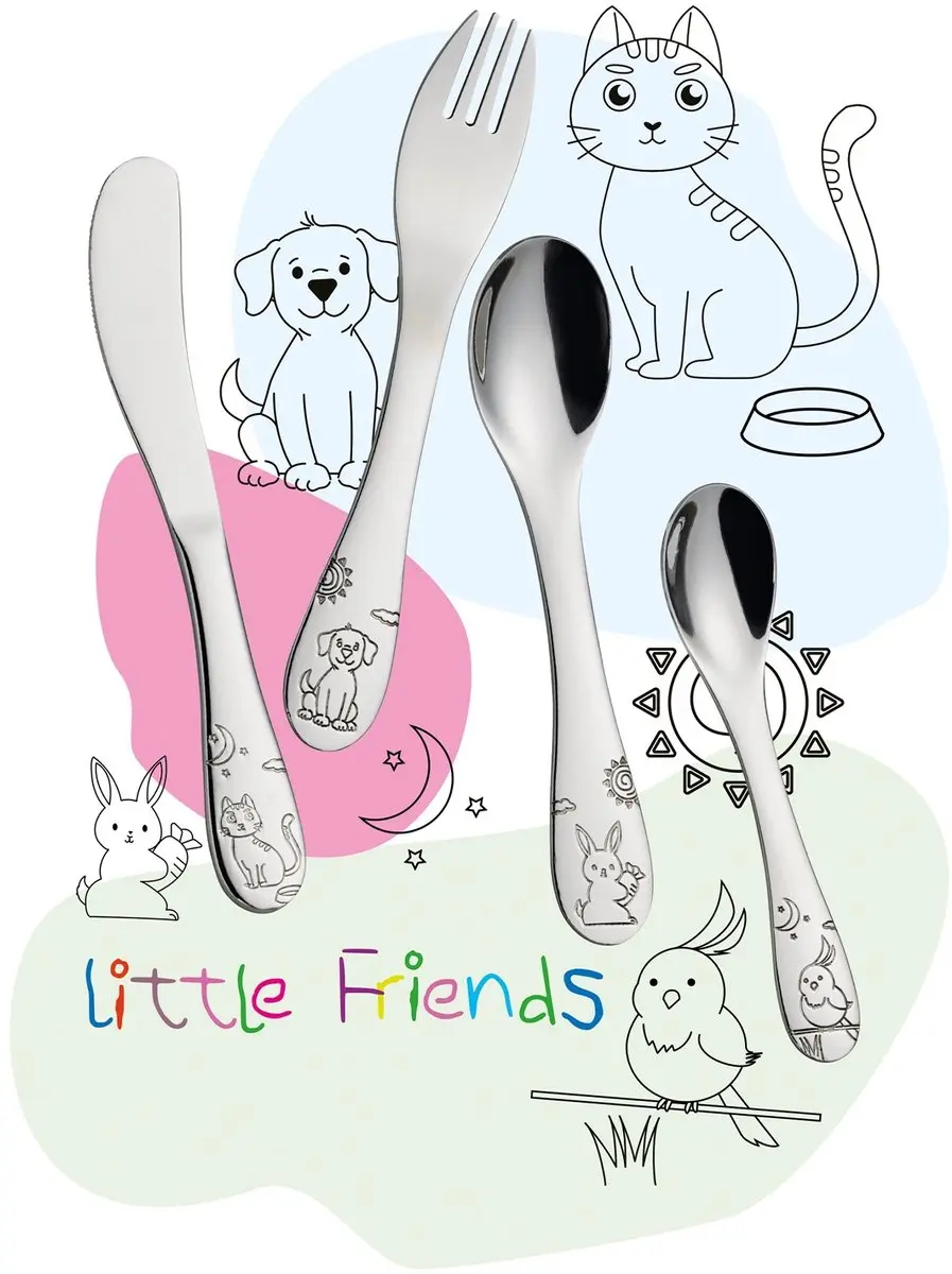Cilio Little Friends Kinderbestek 4-delig - Meerkleurig