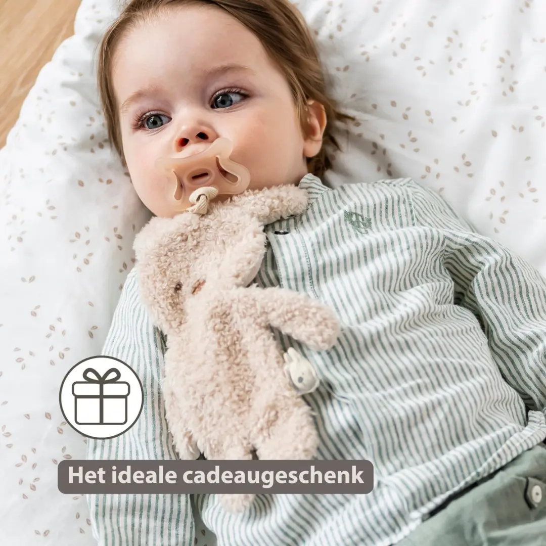Nattou Teddy Baby Fopspeenhouder 26cm - Konijn - Ecru - afbeelding 6 van 6