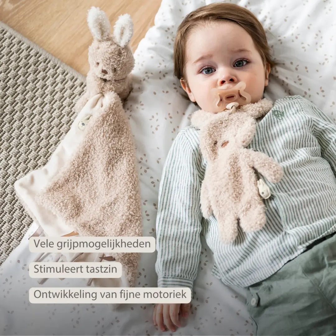 Nattou Teddy Baby Fopspeenhouder 26cm - Konijn - Ecru
