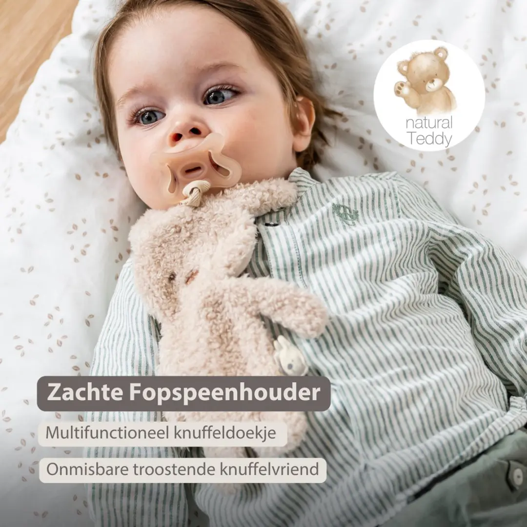 Nattou Teddy Baby Fopspeenhouder 26cm - Konijn - Ecru