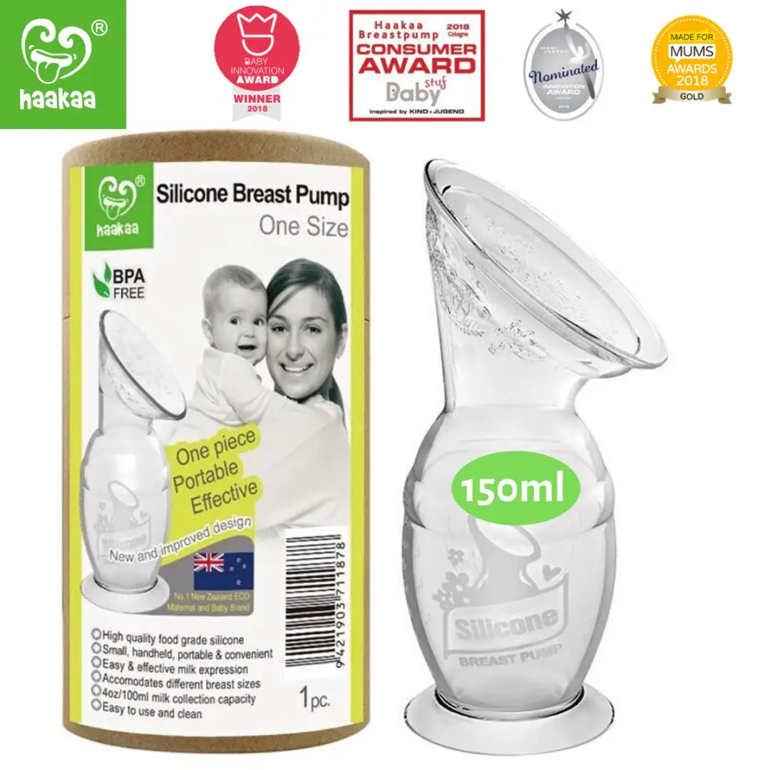 Haakaa Siliconen Borstkolf 150ml - Witte Bloemstopper - 2 Stuks - afbeelding 6 van 6