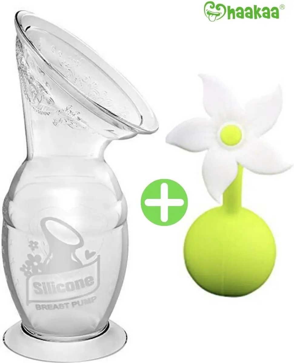 Haakaa Siliconen Borstkolf 150ml - Witte Bloemstopper - 2 Stuks